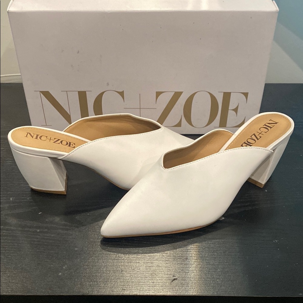 NIC+ZOE White leather Women's heel Mules